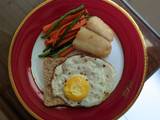 A picture of Pan Fried Dory with Vegetable Fries and Egg Toast.