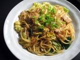 A picture of Pork & Cabbage Spaghetti with Sweet Miso Sauce.