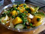 A picture of Mango-cucumber-strawberry salad.