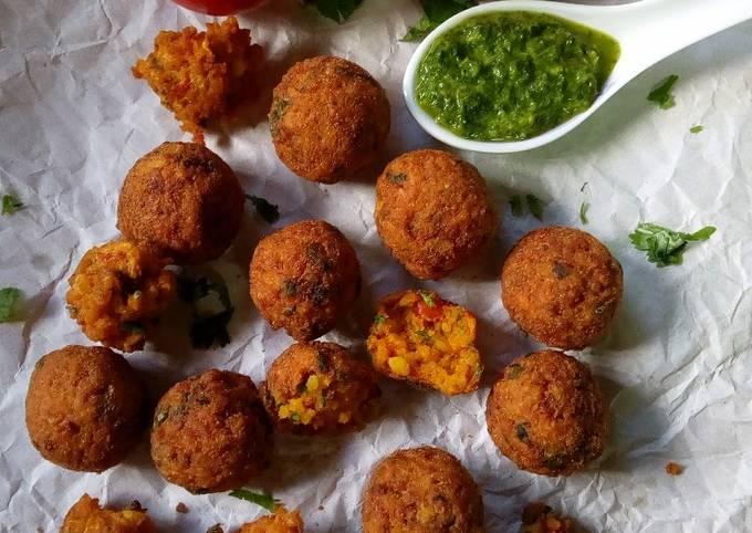 A picture of Tomato Rice Fritters/ball#recreatedish.