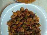 A picture of Stir fried chicken with vegetables#breakfast quickfix.