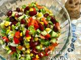 A picture of Vegetable salad with red beans.