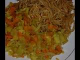 A picture of Pasta jollof with vegetable.