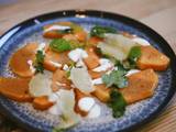 A picture of Roasted butternut squash with lime sauce.