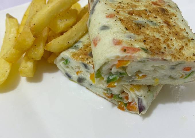 A picture of Rolled vegetable omelette.