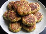 A picture of Chicken Rissoles with Loads of Vegetables.