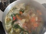 A picture of Chicken and vegetable soup.