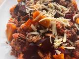 A picture of Roasted beetroot, parsnip and winter veg quinoa salad.