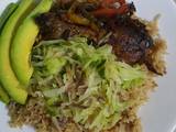 A picture of Pilau Fried Cabbage & Chicken.