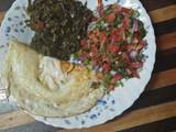 A picture of Ugali and mboga.