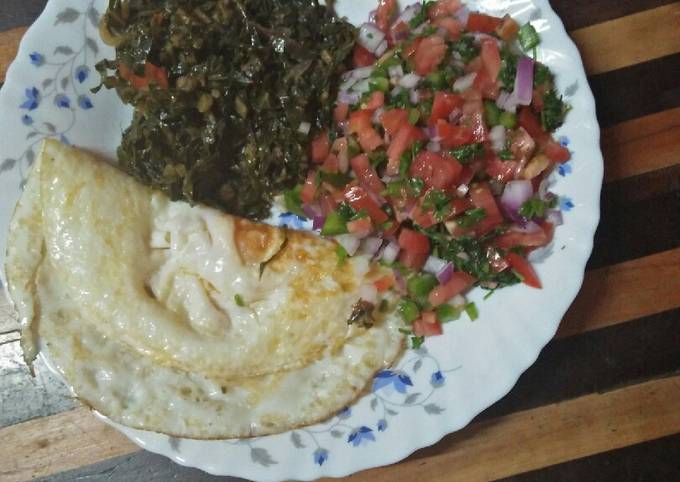 A picture of Ugali and mboga.