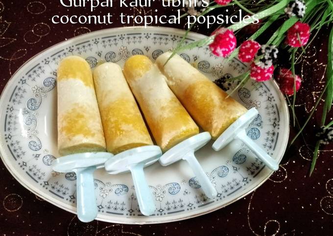 A picture of Coconut tropical popsicles.