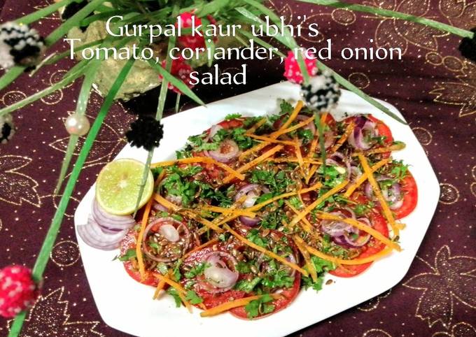 A picture of Tomato, coriander, red onion salad 🥗.