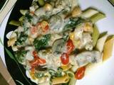 A picture of Chicken Vegetable Alfredo.