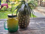 A picture of Pineapple and mint juice.