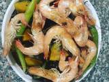 A picture of Hipon Pinakbet or Steamed Shrimps w vegetables in Shrimp paste Sauce.