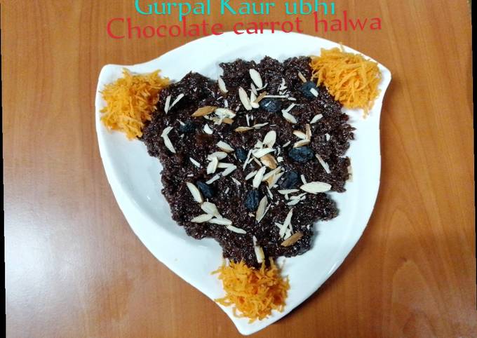 A picture of Chocolate carrot halwa 🥕🥛.