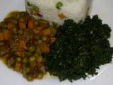 A picture of Vegetable rice served with beef stew/kahurura.