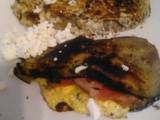 A picture of Aubergine breakfast sandwich.