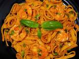 A picture of Creamy Tomato Seafood Tagliatelle.