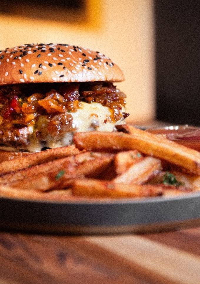 A picture of Bacon jam burger.