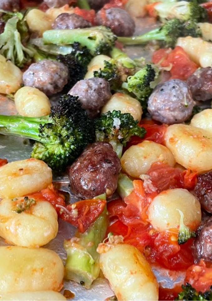 A picture of Sheet Pan Gnocchi, Sausage, and Broccoli.