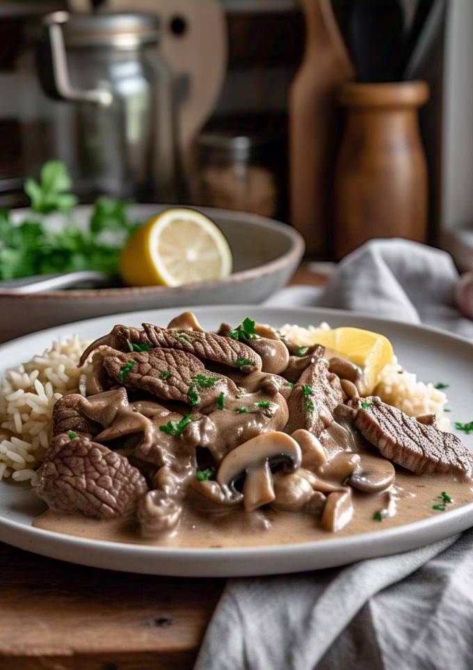 A picture of Beef Stroganoff.