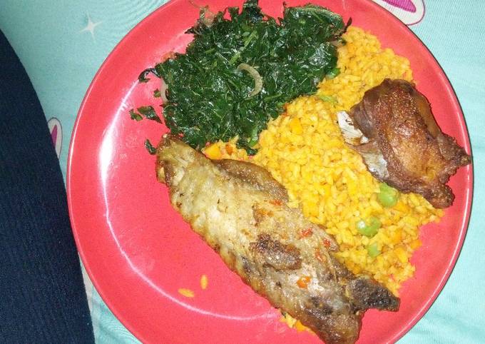 A picture of Fabulous vegetables jollof rice and turkey.