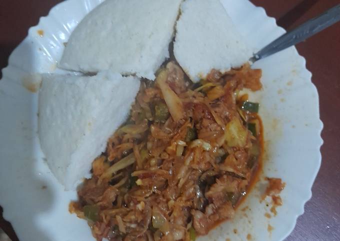 A picture of The Ultimate Pork and Cabbage stew for Ugali.