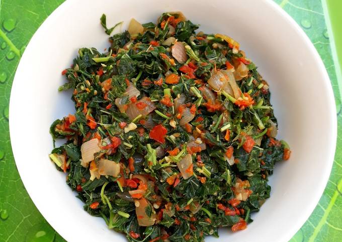 A picture of Steamed vegetable (African spinach).