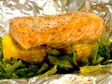 A picture of Foil Wrapped Salmon & Vegetable Grill.