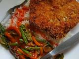 A picture of Crispy Chicken Breast & Mixed Veggies.