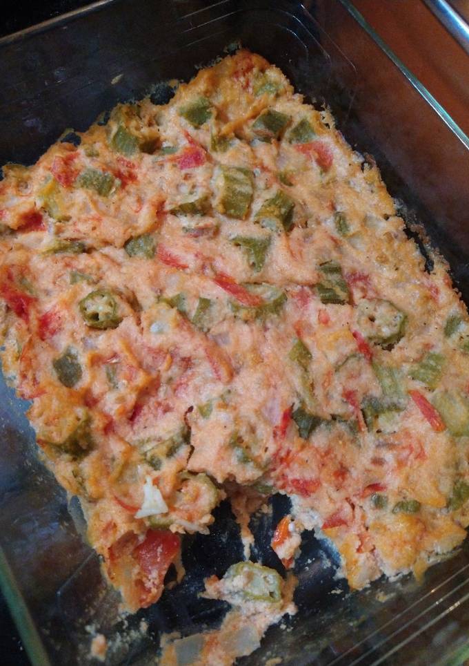 A picture of Okra Tomato Casserole #2 (low carb variant).