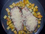 A picture of Pork stuffed aubergine.