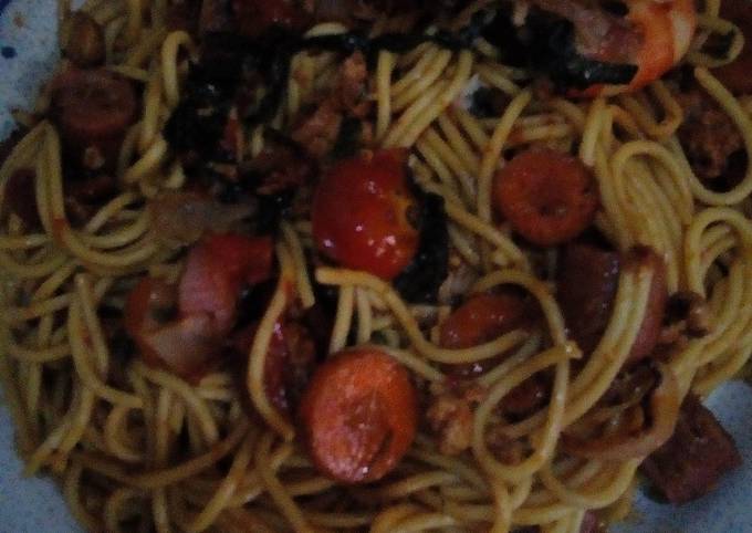 A picture of Curry Spaghetti with Grilled Veg.