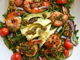 A picture of Charred Shrimp, Pesto & Quinoa Bowls.