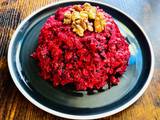 A picture of Beetroot salad with walnuts.