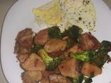 A picture of Arrowroot and broccoli stir fry with eggs.