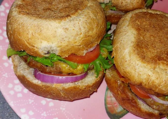 A picture of Home-made burgers.