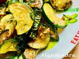 A picture of Courgette with Garlic and Kale.