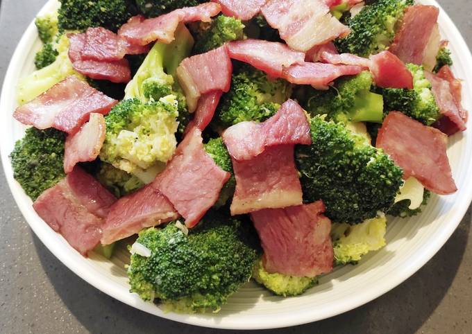 A picture of Sauteed Broccoli with Bacon.