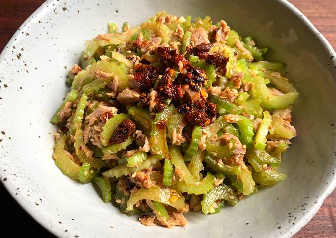 A picture of Tuna & Celery Salad with Crispy Chilli Oil.