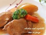 A picture of Chicken and Vegetables Simmered In Ponzu Sauce.