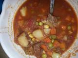 A picture of Beef vegetable soup.