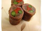 A picture of Hachiman Rolls -- Vegetable Wrapped Beef Rolls.