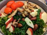 A picture of Kale, mushroom & almonds salad for quick lunch.