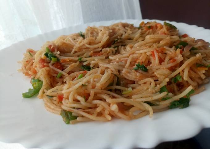 A picture of Tomato Garlic Spaghetti.