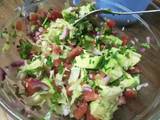 A picture of Lettuce and ovacado salad.