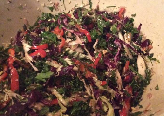 A picture of Raw Winter Vegetable Salad With Asian Dressing.