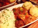 A picture of Beef & Vegetable Casserole with Parsley Dumplings.